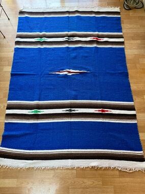 Vintage Mexican Saltillo Blanket 79x55
